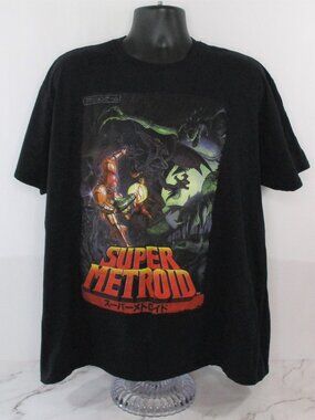 ThinkGeek Super Metroid Retro 90s Graphic T-Shirt Samus vs Ridley